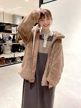 「アイテム（ブルゾン、ベージュ系）」を使った、みきてぃ24さん（レディース・158cm）の秋コーディネート