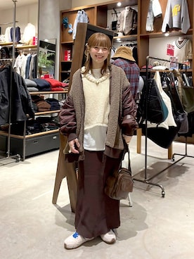 「アイテム（バレッタ/ヘアクリップ）」を使った、みきてぃ24さん（レディース・158cm）の冬コーディネート