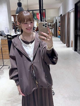 「niko and...（ニコアンド）のエアバルーンダブルZIPパーカー（パーカー、ブラウン系）」を使った、みきてぃ24さん（レディース・158cm）の秋コーディネート