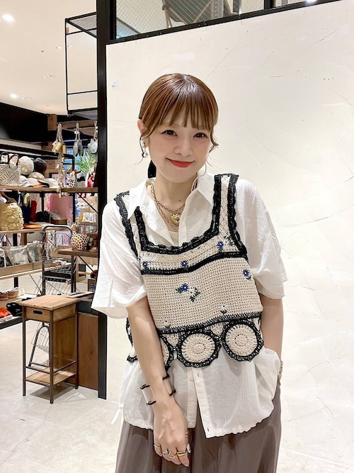 フラワー刺繍クロシェキャミソール ビスチェ（キャミソール