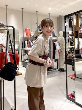 「アイテム（その他パンツ、ブラウン系）」を使った、みきてぃ24さん（レディース・158cm）の夏コーディネート
