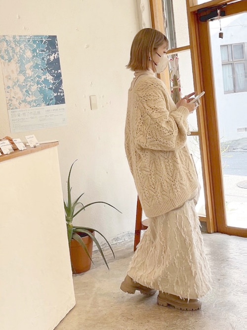 みきてぃ24さんのワンピース「シャギージャガードキャミワンピース(Bab|バブ)」を使ったコーディネート