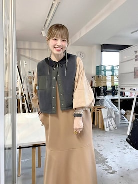 「niko and...（ニコアンド）のサイドゴアブーツ / 抗菌消臭（ブーツ、ブラウン系）」を使った、みきてぃ24さん（レディース・158cm）の秋コーディネート