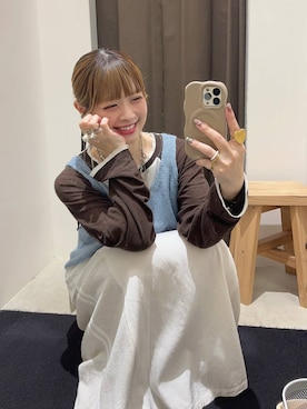 「niko and...（ニコアンド）の2WAYソフトシアーラグランプルオーバー（Tシャツ/カットソー、ホワイト系）」を使った、みきてぃ24さん（レディース・158cm）の秋コーディネート