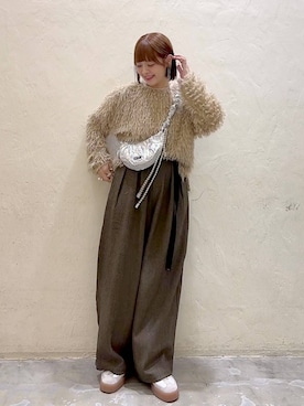 「アイテム（その他トップス、イエロー系）」を使った、みきてぃ24さん（レディース・158cm）の冬コーディネート