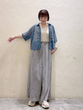 「niko and...（ニコアンド）のアイテム（アクセサリー）」を使った、みきてぃ24さん（骨格ウェーブ・レディース・158cm）の夏コーディネート