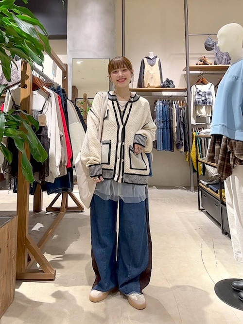 MODE NORM CORE】バイカラートリムニットカーディガン（カーディガン