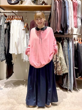 「niko and...（ニコアンド）のSUPERBIGドロスト裏毛（スウェット、ピンク系）」を使った、みきてぃ24さん（レディース・158cm）の秋コーディネート