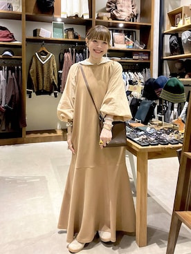 「niko and...（ニコアンド）のソフトレースヘンリーフーディ（Tシャツ/カットソー、ホワイト系）」を使った、みきてぃ24さん（レディース・158cm）の秋コーディネート