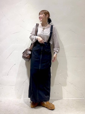 「niko and...（ニコアンド）のオリジナルPUマルチポケットショルダーバッグ（ショルダーバッグ）」を使った、みきてぃ24さん（レディース・158cm）の秋コーディネート