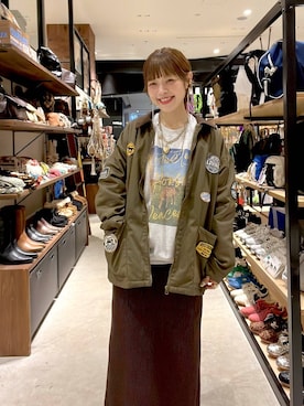 「アイテム（その他アウター、グリーン系）」を使った、みきてぃ24さん（レディース・158cm）の秋コーディネート