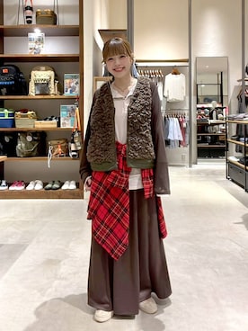 「niko and...（ニコアンド）の2WAYソフトシアーラグランプルオーバー（Tシャツ/カットソー、ピンク系）」を使った、みきてぃ24さん（レディース・158cm）の秋コーディネート