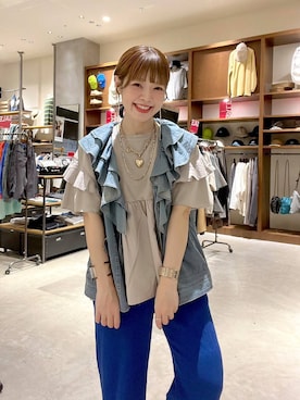 「niko and...（ニコアンド）のDRYクシュイージーパンツ（その他パンツ）」を使った、みきてぃ24さん（レディース・158cm）の夏コーディネート