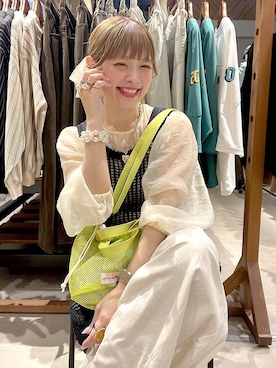 「LOWRYS FARM（ローリーズファーム）のステンレスフープチョーカー 127295（チョーカー、ゴールド系）」を使った、みきてぃ24さん（レディース・158cm）の春コーディネート