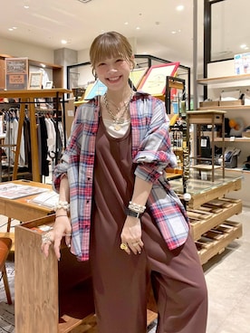 「アイテム（つなぎ/オールインワン、ブラウン系）」を使った、みきてぃ24さん（レディース・158cm）の秋コーディネート