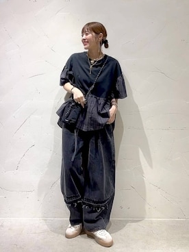 「niko and...（ニコアンド）の【NKJ 2025AW】REMAKE BARREL DENIM（デニムパンツ）」を使った、みきてぃ24さん（レディース・158cm）の夏コーディネート