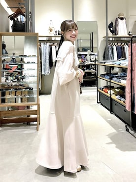 「niko and...（ニコアンド）のマルチ 巾着 ショルダーバッグ（ショルダーバッグ、ブラウン系）」を使った、みきてぃ24さん（レディース・158cm）の秋コーディネート