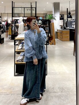 「niko and...（ニコアンド）の【MODE NORM CORE】バンドモケバルーンブラウス（シャツ/ブラウス）」を使った、みきてぃ24さん（レディース・158cm）の春コーディネート