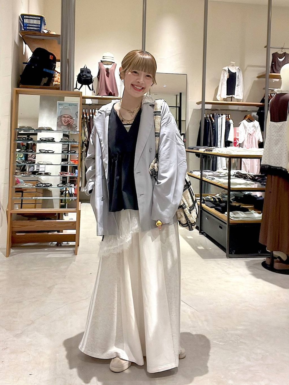 2WAY衿レースビッグジャケットを使った人気ファッションコーディネート 