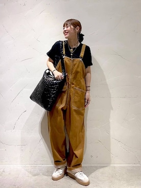 「Tシャツ」｜「アイテム（オールインワン・サロペット）」を使った、みきてぃ24さん（レディース・158cm）の夏コーディネート