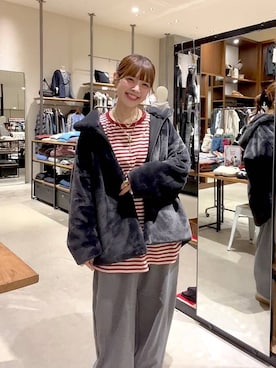 「体型カバー」｜「アイテム（ジャケット/アウター）」を使った、みきてぃ24さん（レディース・158cm）の冬コーディネート