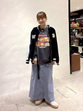 「アイテム（スカジャン）」を使った、みきてぃ24さん（レディース・158cm）の冬コーディネート