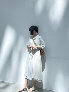 「Apple（-）のアイテム（アナログ腕時計）」を使った、Namiさん（レディース・163cm）の夏コーディネート