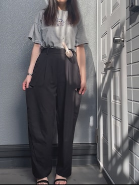 「しまむら（シマムラ）のアイテム（その他パンツ、ブラック系）」を使った、annさん（レディース・165cm）の夏コーディネート