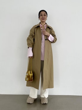 「ADAM ET ROPE'（アダムエロペ）のアイテム（ステンカラーコート）」を使った、michiko.iさん（レディース・160cm）の秋コーディネート