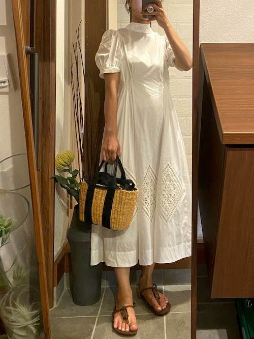 バッグ muuu 2WAY〉色糸花刺繍模様 ビニール生地 牛革ショルダー紐付き