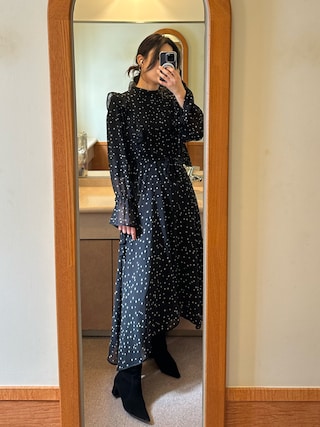 Ameri（アメリ）の「POWER SHOULDER FRILL DRESS（ワンピース）」 - WEAR