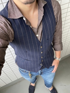 「三陽山長（サンヨウヤマチョウ）のアイテム」を使った、なおきさん（メンズ・170cm）の夏コーディネート