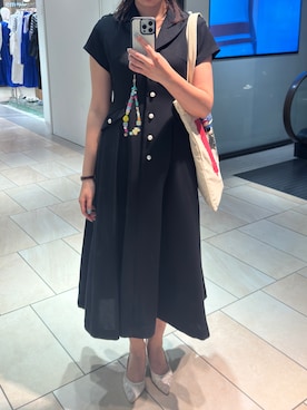 「Her lip to（ハーリップトゥー）のアイテム（ワンピース/ドレス、ブラック系）」を使った、りさるるさん（レディース・168cm）の夏コーディネート