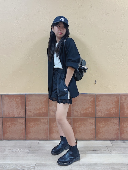 レース トリム スリーストライプス ショーツ ショートパンツ