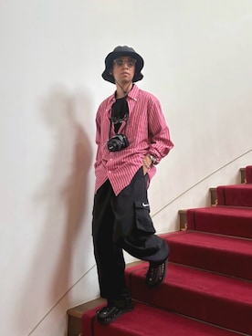 「アイテム（帽子）」を使った、もんたさん（メンズ・163cm・20代）の夏コーディネート