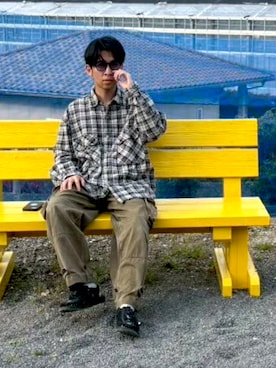 「アイテム（カーゴパンツ）」を使った、もんたさん（メンズ・163cm・20代）の夏コーディネート