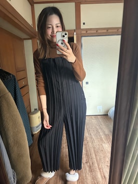 「アイテム（オールインワン・サロペット）」を使った、yoyoさん（レディース・168cm）の冬コーディネート