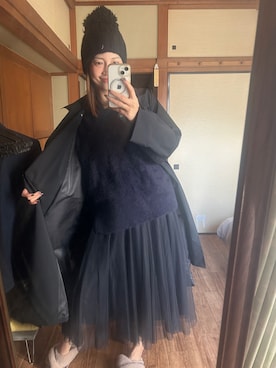 「アイテム（ニットキャップ/ビーニー）」を使った、yoyoさん（レディース・168cm）の秋コーディネート