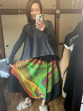 「PLEATS PLEASE（プリーツプリーズ）のアイテム」を使った、yoyoさん（レディース・168cm）の冬コーディネート