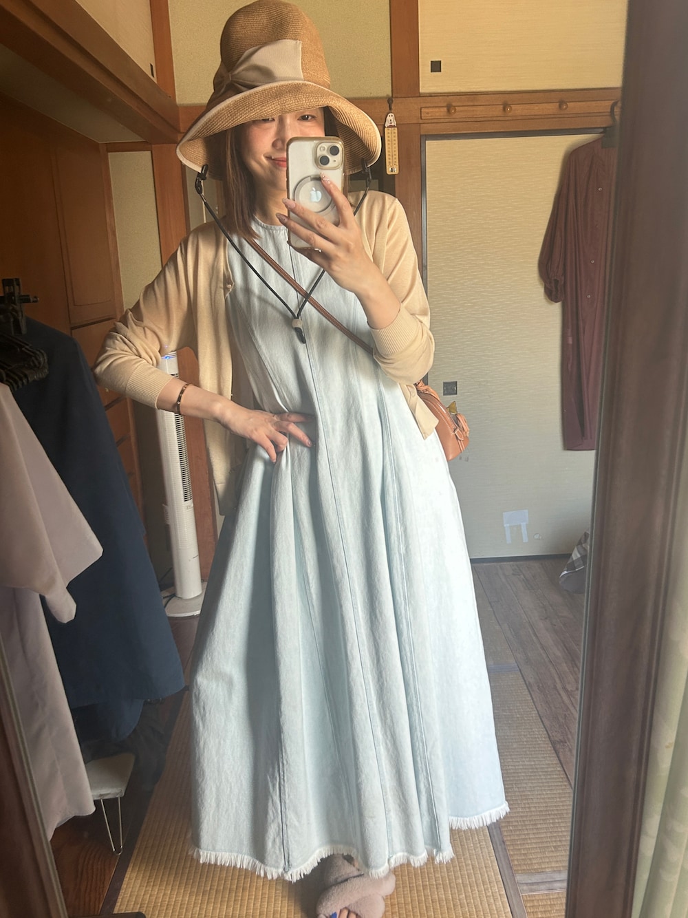 「Athena New Yorkのストローハット（ハット、ベージュ系）」を使った、yoyoさん（骨格ナチュラル・レディース・168cm）の夏コーディネートの1枚目の写真