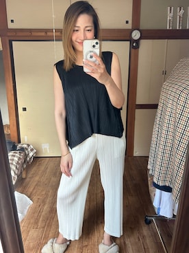「PLEATS PLEASE（プリーツプリーズ）のアイテム（パンツ）」を使った、yoyoさん（レディース・168cm）の秋コーディネート