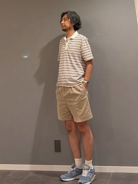 「adidas（アディダス）の'80s オーバーサイズ ストライプ ポロシャツ / アディダスオリジナルス adidas Originals（ポロシャツ、ブルー系）」を使った、BT4.0さん（メンズ・172cm）の夏コーディネート