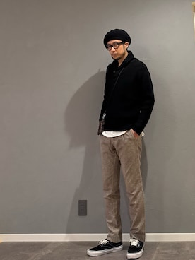 「アイテム（ハンチング/ベレー帽）」を使った、BT4.0さん（メンズ・172cm）の冬コーディネート