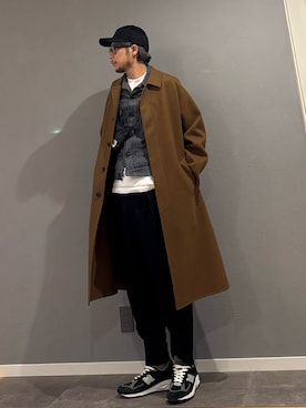 「アイテム（ステンカラーコート）」を使った、BT4.0さん（メンズ・172cm）の冬コーディネート