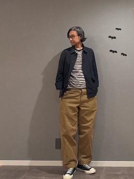 「アイテム（カバーオール）」を使った、BT4.0さん（メンズ・172cm）の秋コーディネート
