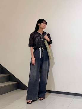 「メガネ」｜「アイテム（パンツ）」を使った、すーさん（レディース・155cm）の夏コーディネート
