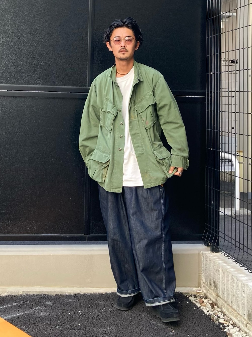 J&Mデヴィッドソン　オーバーサイズ　ミリタリージャケット　ブルゾン　グリーン J&Mデヴィッドソンオーバーサイズミリタリージャケットブルゾン