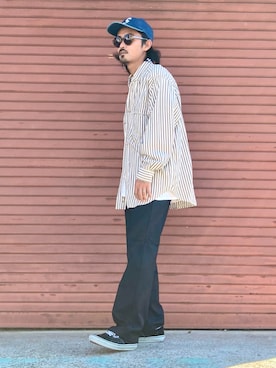 「Supreme （シュプリーム）のアイテム（キャップ）」を使った、takuya.sさん（メンズ・171cm）の秋コーディネート