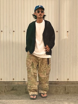 「カモ柄」｜「アイテム（帽子）」を使った、takuya.sさん（メンズ・171cm）の夏コーディネート