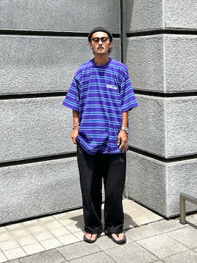 「アイテム（パープル系）」を使った、takuya.sさん（メンズ・171cm）の夏コーディネート